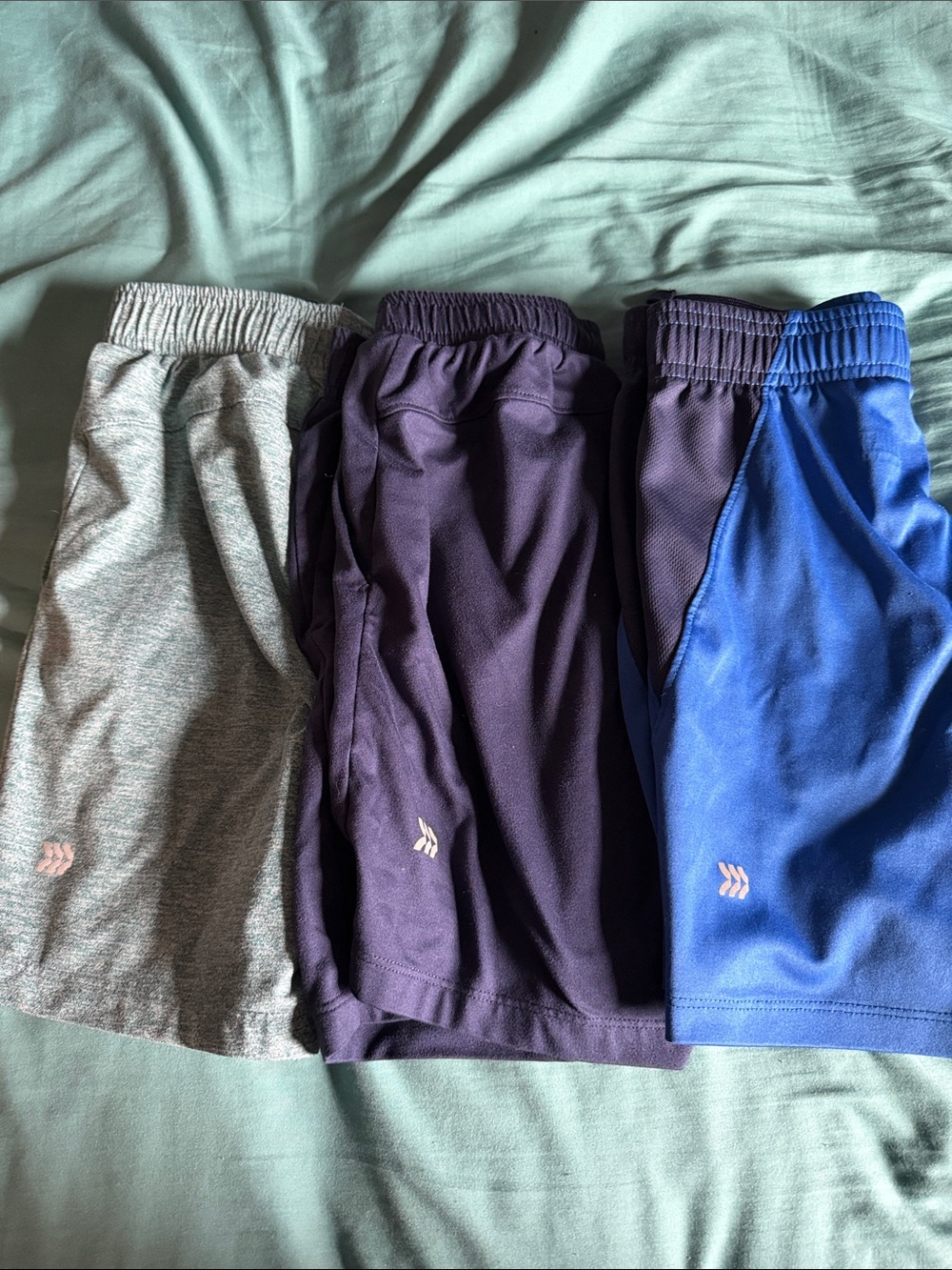 Boys All in Motion Active Pull-On Shorts - Grey, Navy & Blue 3 pair size small